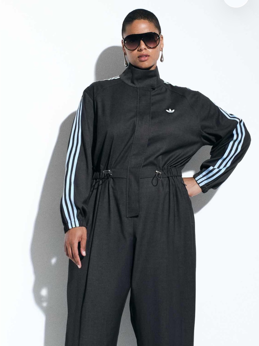 adidas Originals x ASOS tailored Jumpsuit gray Light Blue Stripe Sleeves